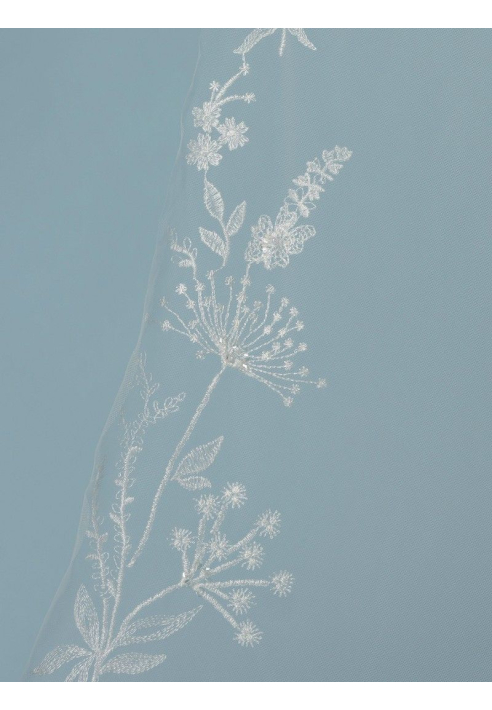 Poirier S476-280 Veil Sluier Geborduurde Bloemen - 280 cm