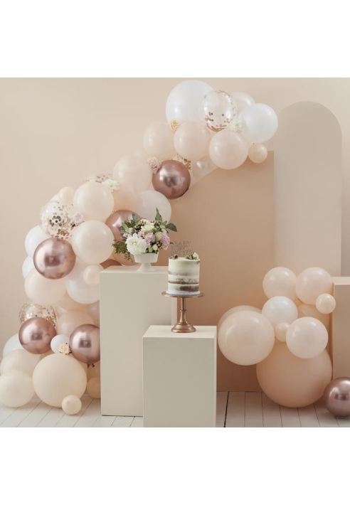 Ginger Ray BL-104 Floroal Baby Peach & Roségoud Ballonnenboog