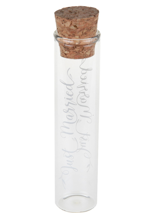 Glazen Buisjes met Kurk Just Married (10cm) ()