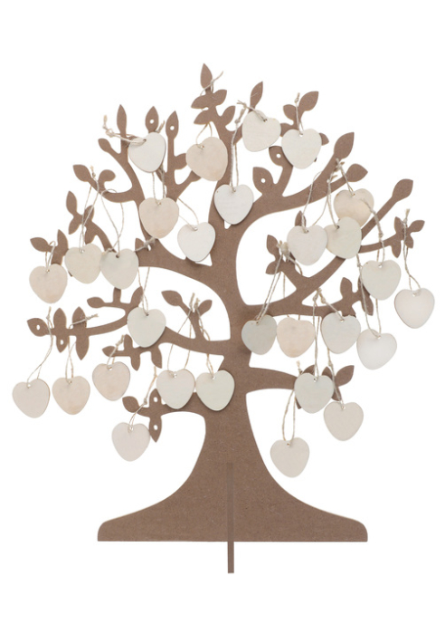 Wensboom met Houten Hartjes (50 stuks) ()