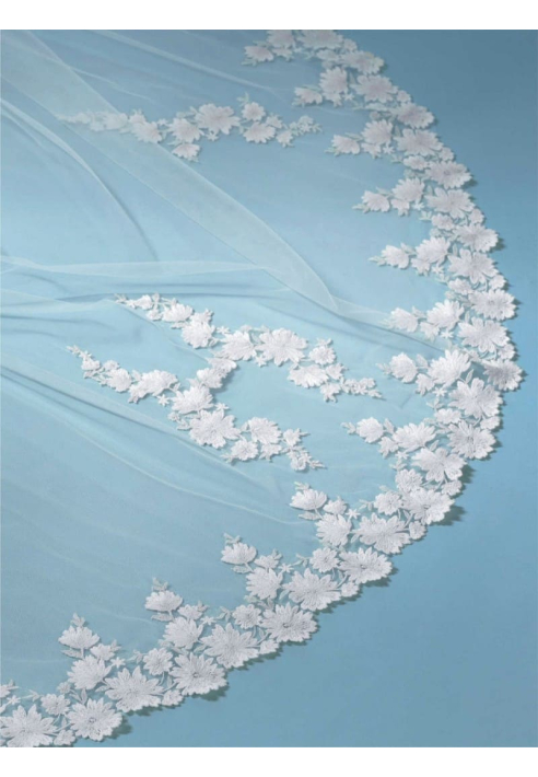 Poirier S439-280-SOFT Sluier Geborduurde Bloemen - 280 cm