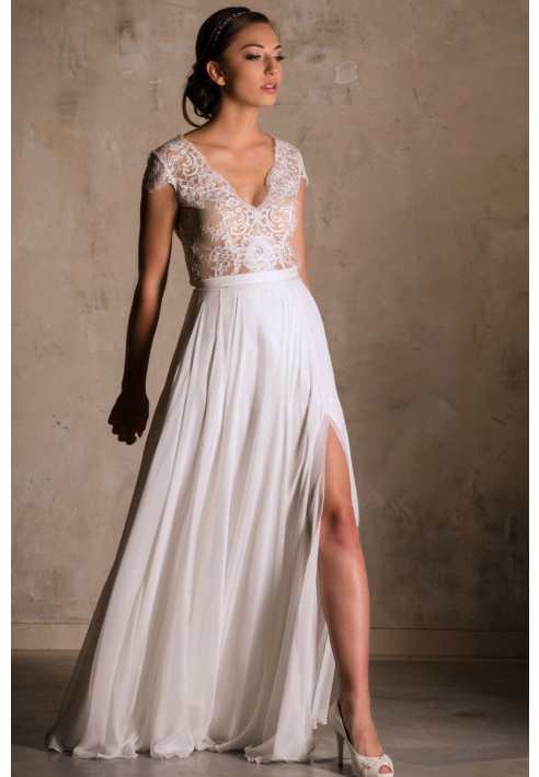 Blair Ivoorkleurige Zijde Bruidsrok – Novias ()