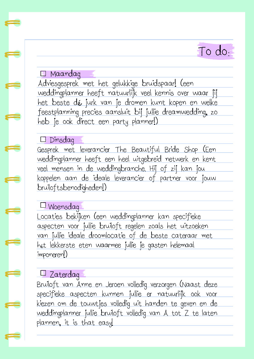 Dagboek van een weddingplanner